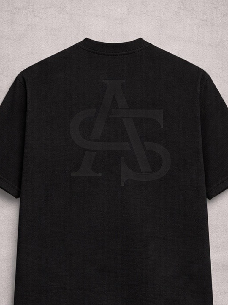 Heavy cotton fabric detail Alpha Social tee back logo